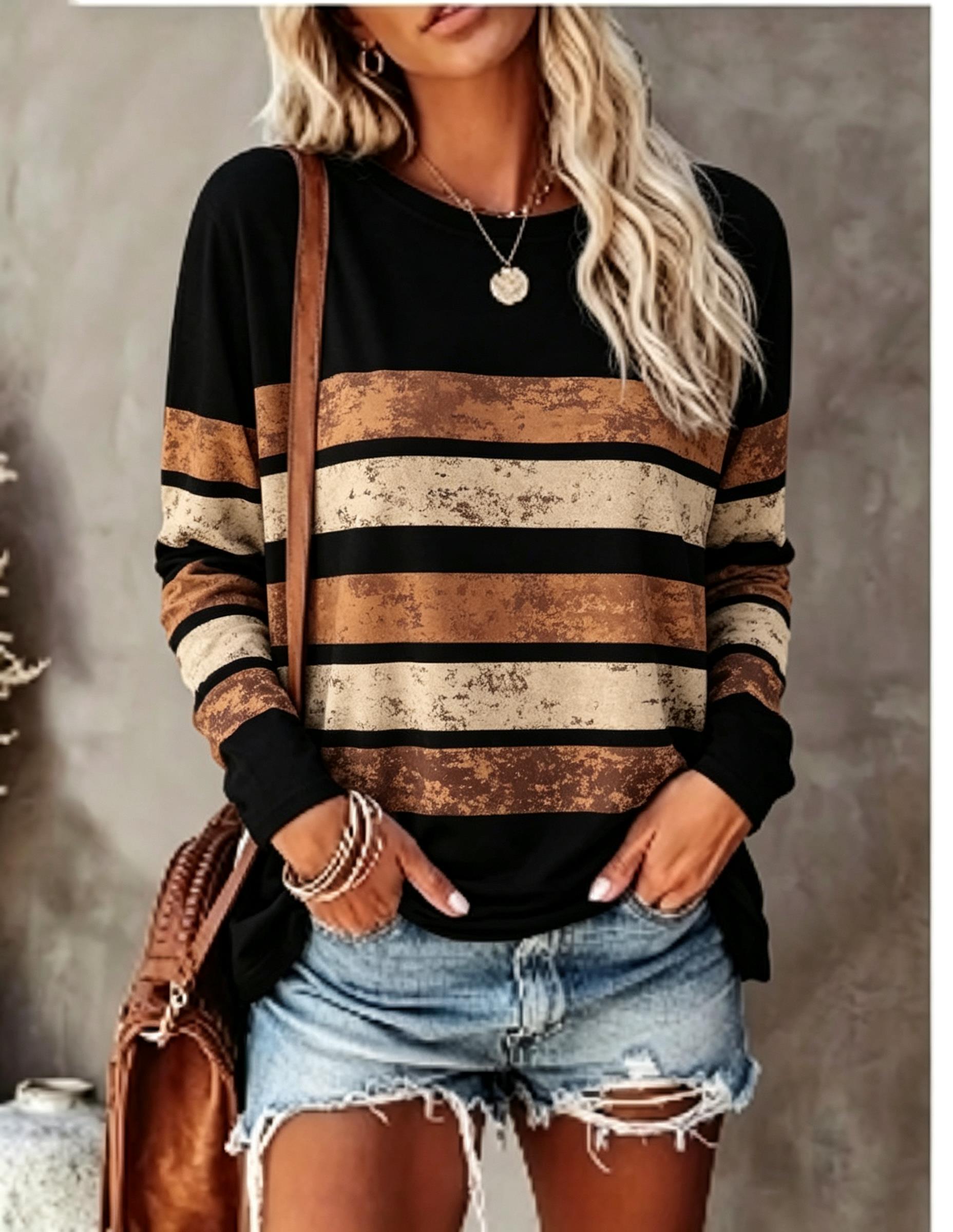 Winter Clothing For Women - تيشيرت نسائي بأكمام طويلة، بتصميم عتيق